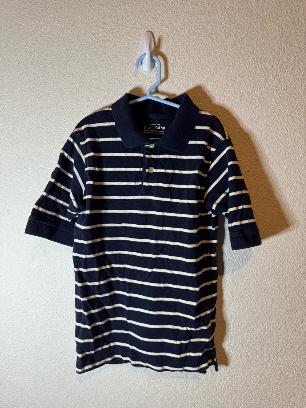 The Children's Place Navy & White Striped Polo Shirt